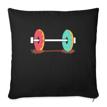 Dessert Donut Sport Dumbbells funny gift - Sofa pillowcase 17,3'' x 17,3'' (45 x 45 cm) - black - Front