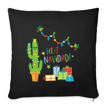 Feliz Navidad Kaktus Weihnachtspullover - Sofakissenbezug 45 x 45 cm - Schwarz - Vorne