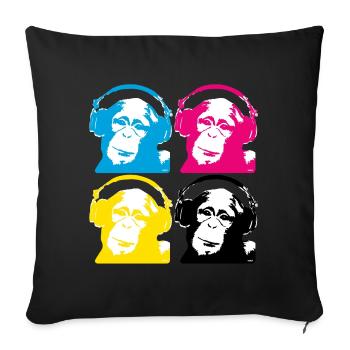 4 DJ monkeys - Housse de coussin décorative 45 x 45 cm - noir - Devant