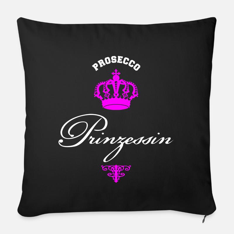 Prosecco Princess white pink - Sofa pillowcase 17,3'' x 17,3'' (45 x 45 cm) - black