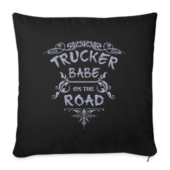 Truckerin Trucker Babe LKW Truck Fahrerin - Sofakissenbezug 45 x 45 cm - Schwarz - Vorne