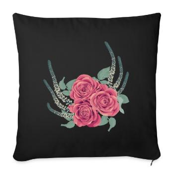 Blume - Sofakissenbezug 45 x 45 cm - Schwarz - Vorne