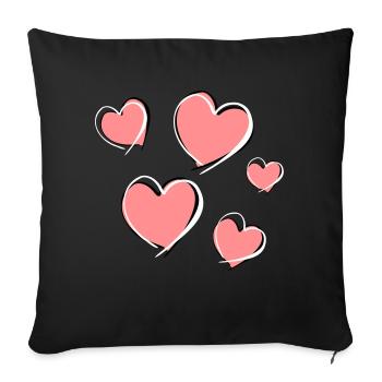 five hearts - symbol of love - Sofa pillowcase 17,3'' x 17,3'' (45 x 45 cm) - black - Front