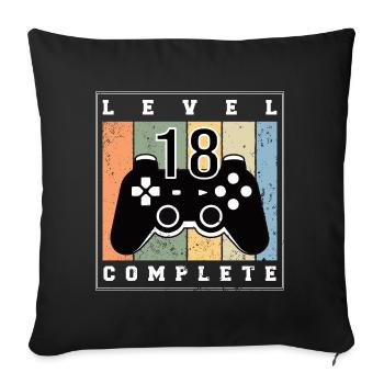 18th birthday Level 18th birthday 18 years Gaming - Sofa pillowcase 17,3'' x 17,3'' (45 x 45 cm) - black - Front
