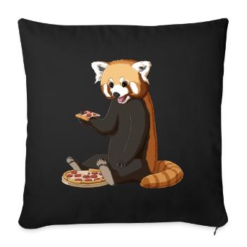 Red Panda Pizza Food Lover - Sofa pillowcase 17,3'' x 17,3'' (45 x 45 cm) - black - Front