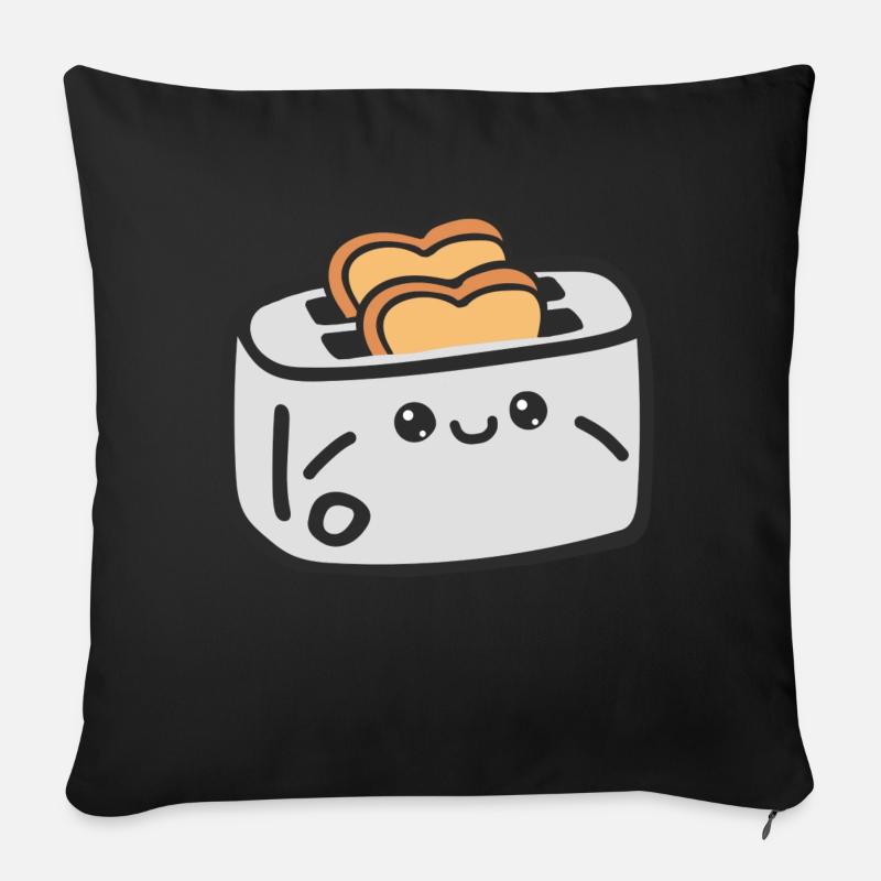 Toaster und Brot - Sofakissenbezug 45 x 45 cm - Schwarz