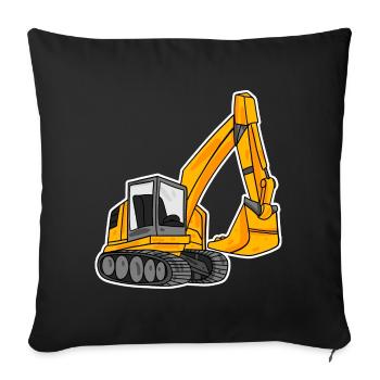 Pelles à godets Excavatrices Pelles - Housse de coussin décorative 45 x 45 cm - noir - Devant