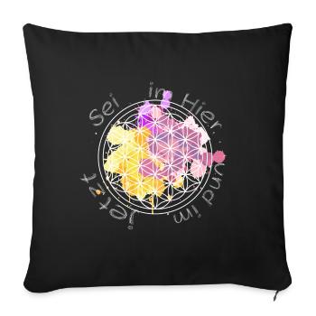 Blumen des Lebens Heilige Geometrie - Sofakissenbezug 45 x 45 cm - Schwarz - Vorne