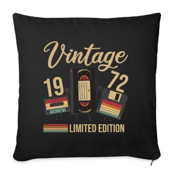 Disque vidéo cassette 1972 Vintage Anniversaire - Housse de coussin décorative 45 x 45 cm - noir - Devant