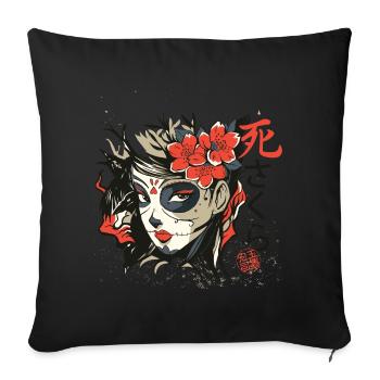 Japanese Damon Anime face Skull devil oni T Shirt - Sofa pillowcase 17,3'' x 17,3'' (45 x 45 cm) - black - Front
