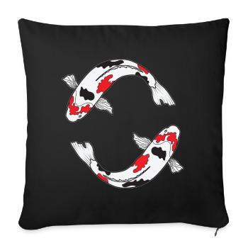 Sanke Koi-Fischdesign für Koi-Teich-Besitzer - Sofakissenbezug 45 x 45 cm - Schwarz - Vorne
