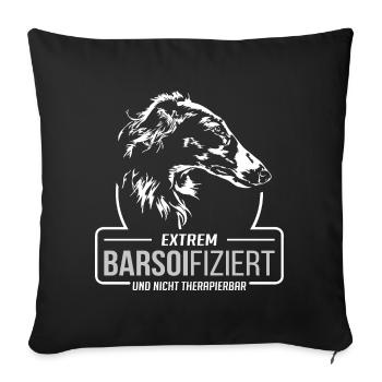 BARSOIFIZIERT Barsoi Hundespruch Hunde Wilsigns - Sofakissenbezug 45 x 45 cm - Schwarz - Vorne