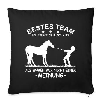Bestes Team Führungskraft Pferd Reiterin - Sofakissenbezug 45 x 45 cm - Schwarz - Vorne