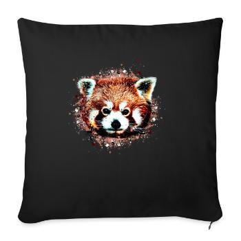 Panda roux, graffiti, peinture, ours panda, ours, marron - Housse de coussin décorative 45 x 45 cm - noir - Devant