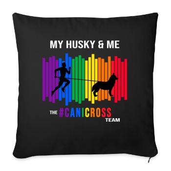 husky canicross dog sport zughund zughundesport - Sofa pillowcase 17,3'' x 17,3'' (45 x 45 cm) - black - Front
