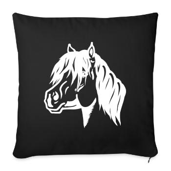 Portrait de poney blanc - Housse de coussin décorative 45 x 45 cm - noir - Devant