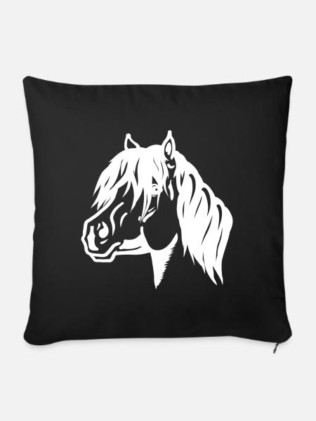 Pony Portrait weiß - Sofakissenbezug 45 x 45 cm - Schwarz