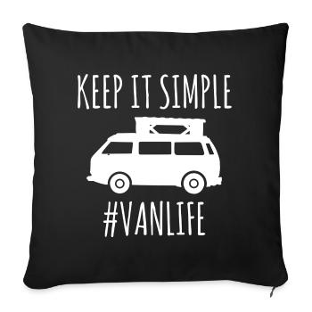 Van Life Motorhome Camping Freugeist Travel - Sofa pillowcase 17,3'' x 17,3'' (45 x 45 cm) - black - Front