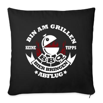 Grill-Motiv mit Bier-Design - Sofakissenbezug 45 x 45 cm - Schwarz - Vorne