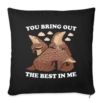 Tu fais ressortir le meilleur de moi Pangolin - Housse de coussin décorative 45 x 45 cm - noir - Devant