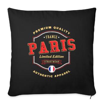 Paris France City Font Vintage Rétro - Housse de coussin décorative 45 x 45 cm - noir - Devant