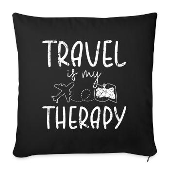 Travel is My Therapy - Sofa pillowcase 17,3'' x 17,3'' (45 x 45 cm) - black - Front