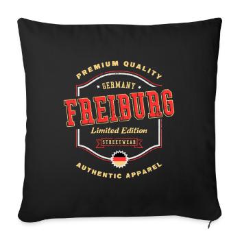 Fribourg Allemagne Ville Police Vintage Rétro - Housse de coussin décorative 45 x 45 cm - noir - Devant
