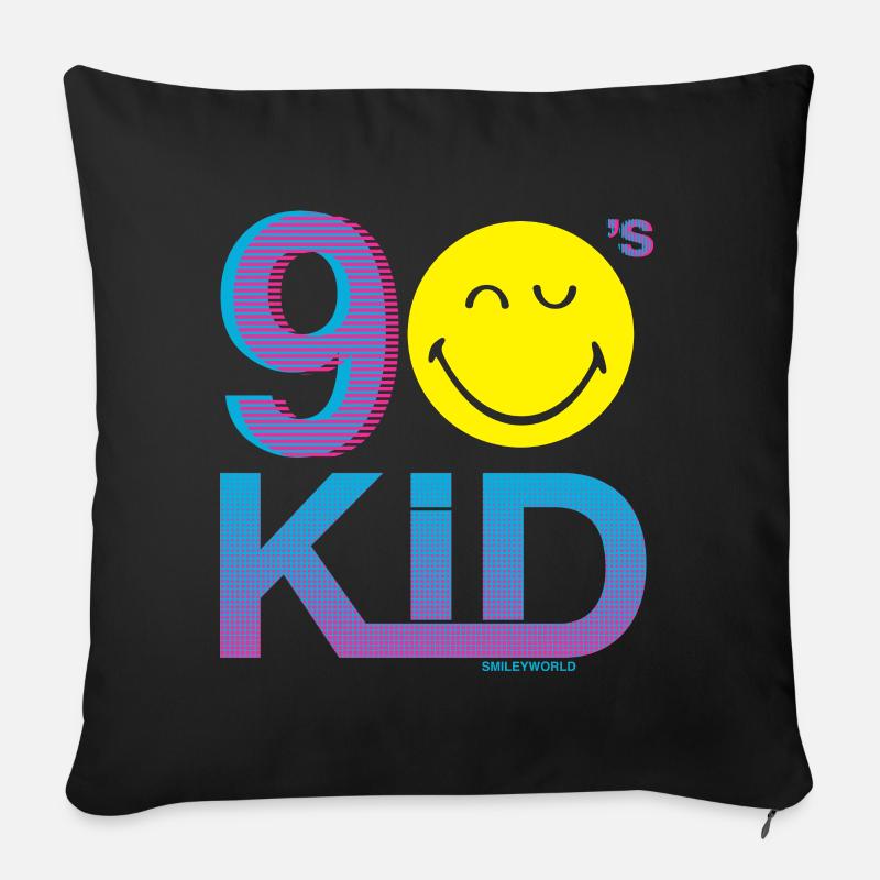 SmileyWorld 90s Kid - Housse de coussin décorative 45 x 45 cm - noir