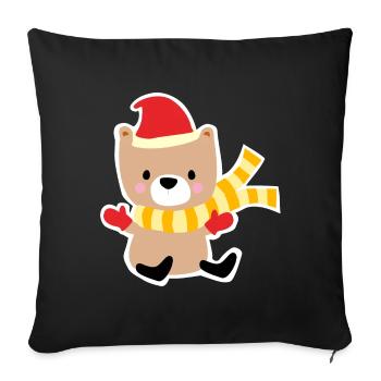 Winter bear with Christmas hat - Sofa pillowcase 17,3'' x 17,3'' (45 x 45 cm) - black - Front