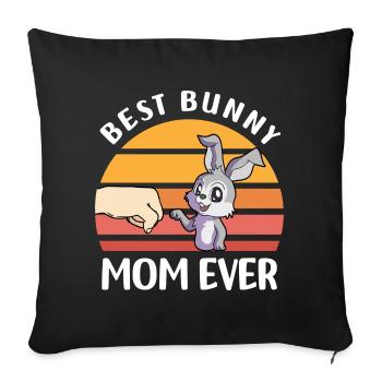 Lapins Maman | Animaux de compagnie Lapin Rongeurs Idée cadeau - Housse de coussin décorative 45 x 45 cm - noir - Devant