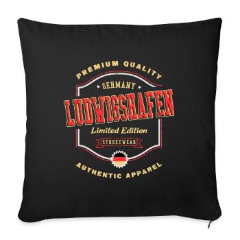 Ludwigshafen Germany City Vintage Retro - Sofa pillowcase 17,3'' x 17,3'' (45 x 45 cm) - black - Front