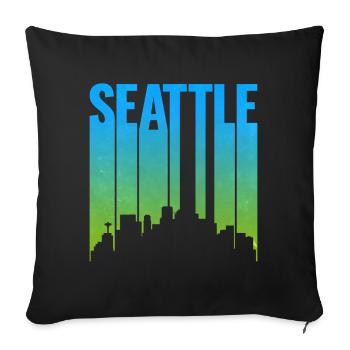 Seattle Neon Skyline Art Print - Sofa pillowcase 17,3'' x 17,3'' (45 x 45 cm) - black - Front