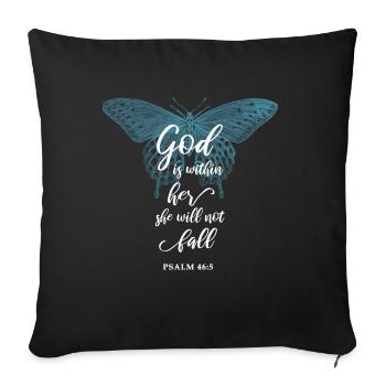 Verset biblique Dicton religieux chrétien - Housse de coussin décorative 45 x 45 cm - noir - Devant