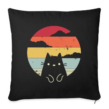 Drôle de chat dans un style rétro - Housse de coussin décorative 45 x 45 cm - noir - Devant