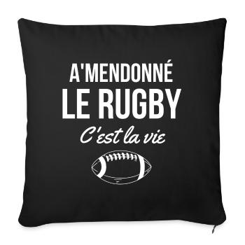 rugby, rugby sport, jouer au rugby - Housse de coussin décorative 45 x 45 cm - noir - Devant