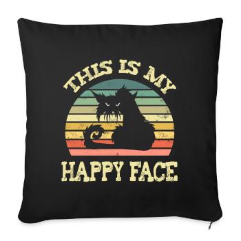 Chat grincheux - Housse de coussin décorative 45 x 45 cm - noir - Devant