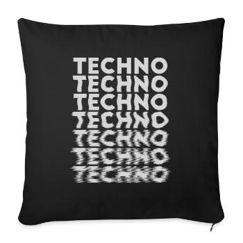 Musique techno art design pour raver, festival EDM - Housse de coussin décorative 45 x 45 cm - noir - Devant