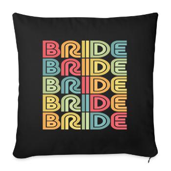 Retro Bride Matching Mariage Couple Fiançailles - Housse de coussin décorative 45 x 45 cm - noir - Devant