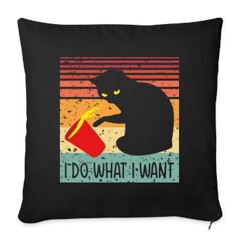 Je fais ce que je veux Cat - Housse de coussin décorative 45 x 45 cm - noir - Devant