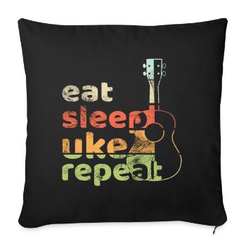 Mangez dormir UKE répéter! Lumière vintage - Housse de coussin décorative 45 x 45 cm - noir - Devant