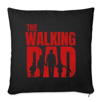 The Walking Dad - Papa marchand enfants (rouge) - Housse de coussin décorative 45 x 45 cm - noir - Devant