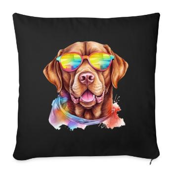 Brauner Labrador Retriever Hund mit Sonnenbrille - Sofakissenbezug 45 x 45 cm - Schwarz - Vorne