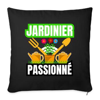 jardinier passionné - Housse de coussin décorative 45 x 45 cm - noir - Devant