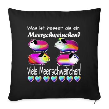 Viele bunte Meerschweinchen - Meeris - Sofakissenbezug 45 x 45 cm - Schwarz - Vorne