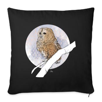Little owl on pattern in pastel colors - Sofa pillowcase 17,3'' x 17,3'' (45 x 45 cm) - black - Front