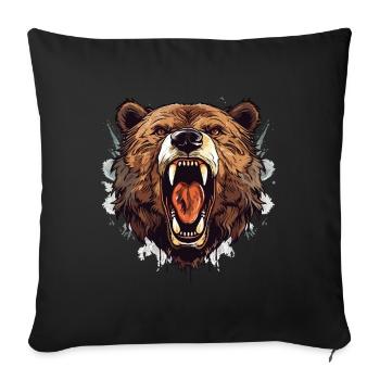 Bear Grizzly Bear Roars Bear Head Nature Wilderness Forest - Sofa pillowcase 17,3'' x 17,3'' (45 x 45 cm) - black - Front