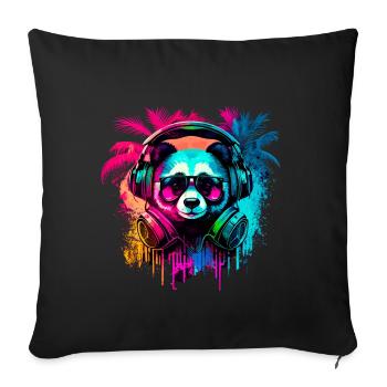 Abstract panda bear - Sofa pillowcase 17,3'' x 17,3'' (45 x 45 cm) - black - Front