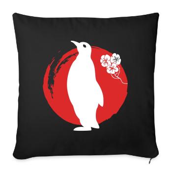 Silhouette de pingouin japonais - Housse de coussin décorative 45 x 45 cm - noir - Devant