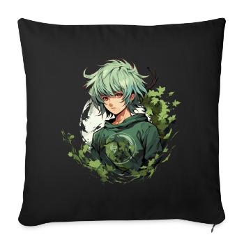 Manga Boy Design - Sofa pillowcase 17,3'' x 17,3'' (45 x 45 cm) - black - Front