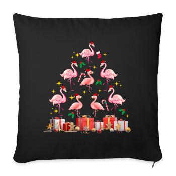 Flamingo Weihnachten. Weihnachtsgeschenk - Sofakissenbezug 45 x 45 cm - Schwarz - Vorne
